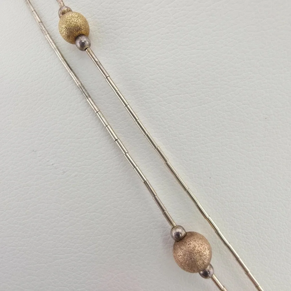 925 Sterling Silver Station Necklace Open Textured Teardrop COLDWATER CREEK 18